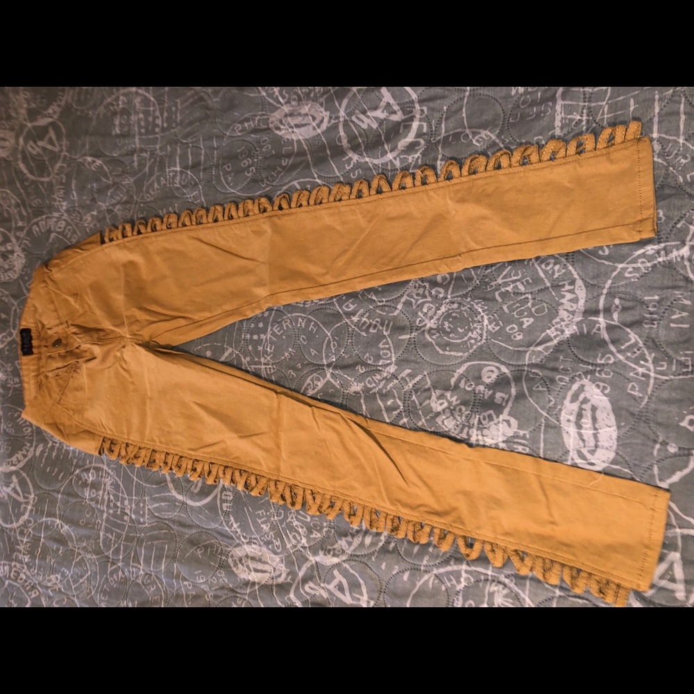 High waisted camel jeans